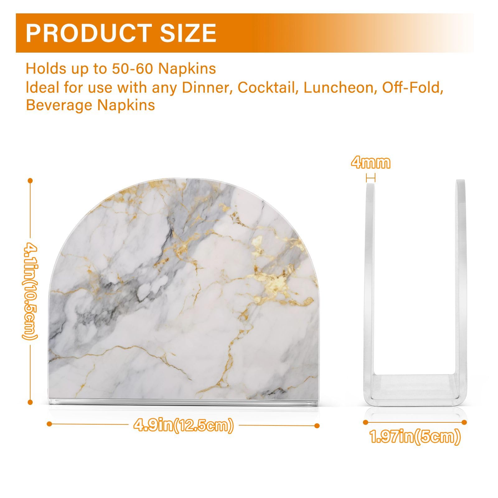 Servilletero de mármol blanco y gris dorado, servilleteros acrílicos para mesa, dispensador de servilletas de cóctel, soporte de papel para el hogar, cocina, restaurante, bar, 1 unidad