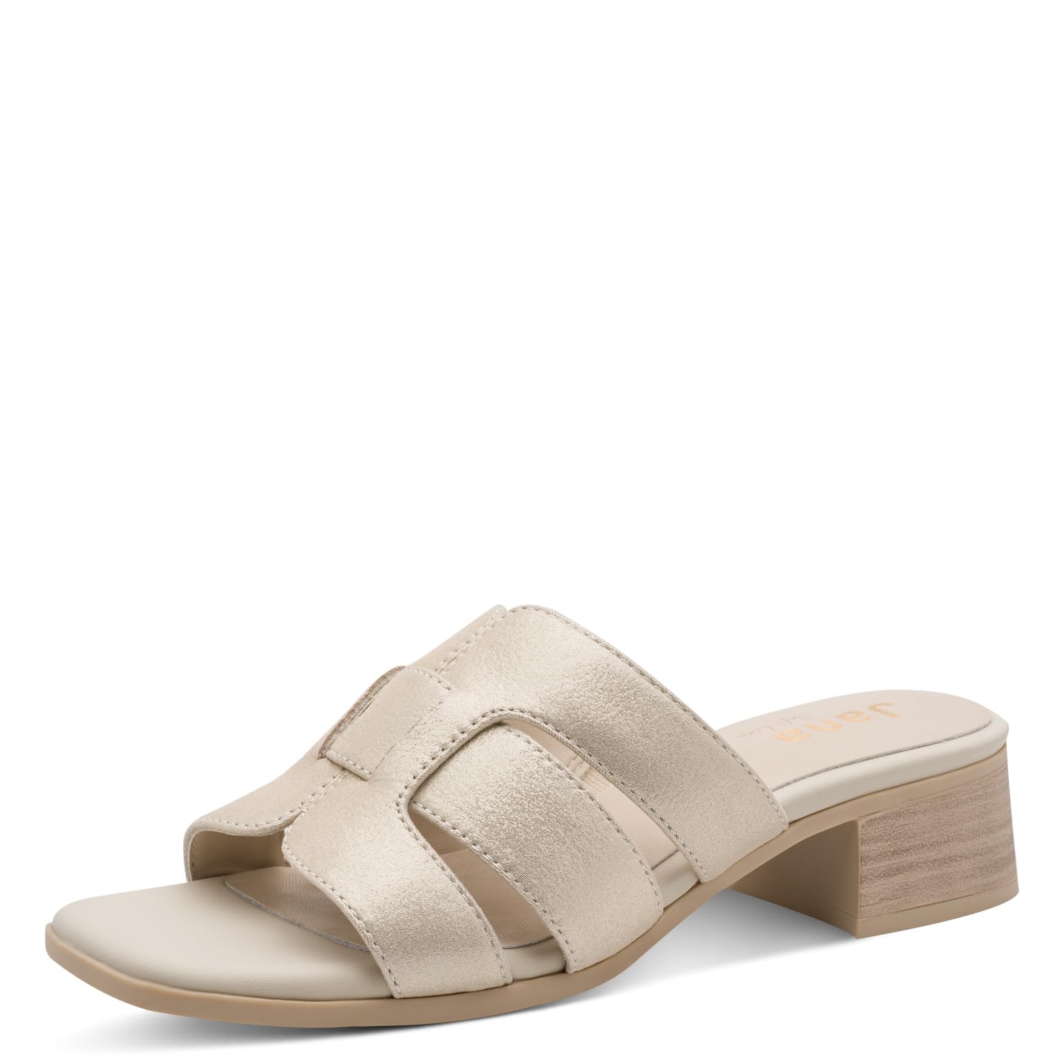 Jana Women's Softline Leather Mule Heel 8-27766-46 Heeled Sandal, Gold, 7.5 UK