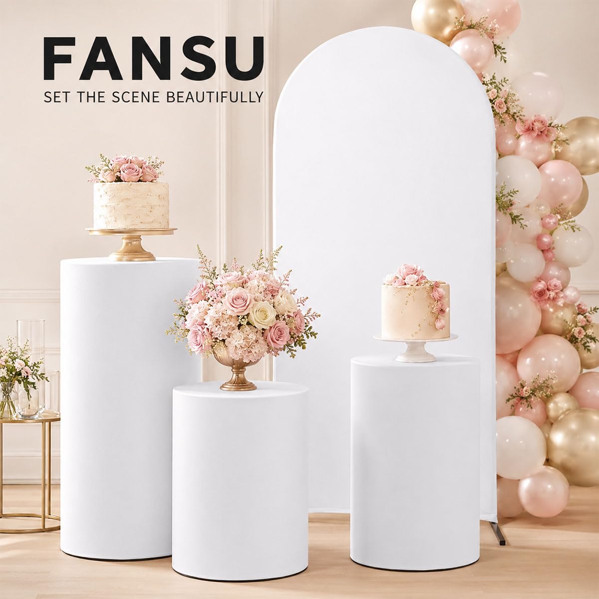 FANSU Sfondo a Forma di Arco Coperture per Piedistalli (Viola,220cm+3 Grandi)