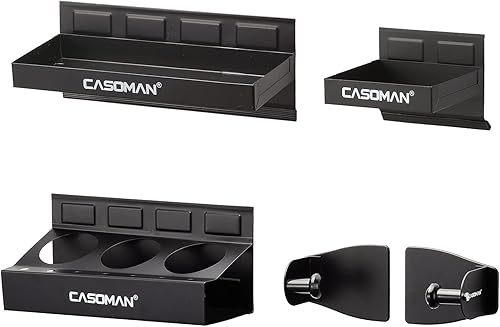 Miniatura 8 de CASOMAN Caja de herramientas magnética, bandeja, soporte para toallas de papel, juego de 4 piezas, negro, variedad de uso, duradero, imanes para