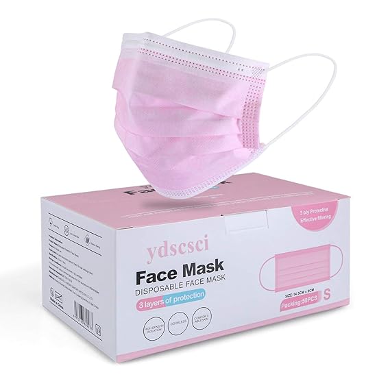 ydscsci 50Pcs Disposable Face Masks Individually Wrapped Breathable Facial Mask for Indoor Outdoor Daily Use