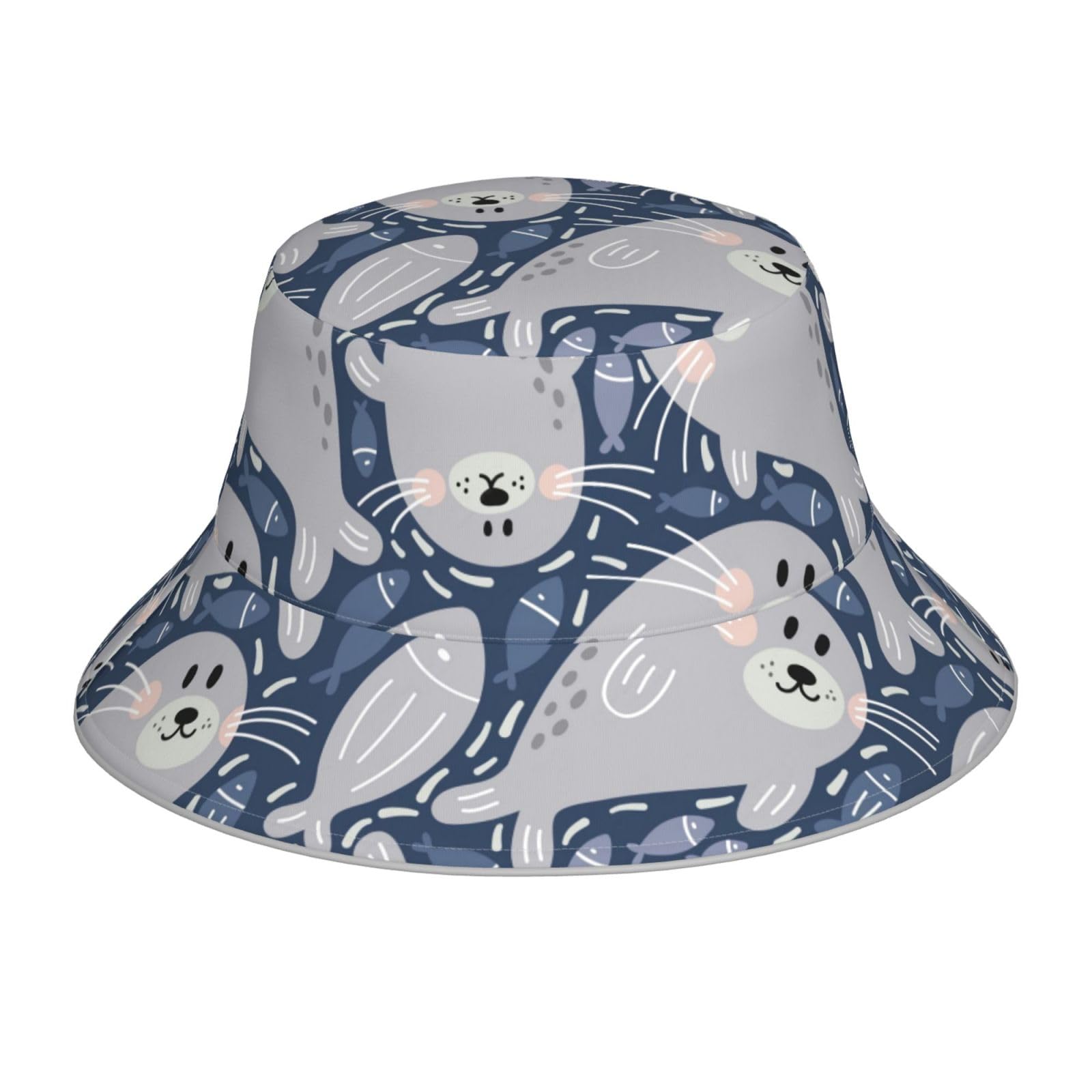 Cute Seal, Adult Bucket Hat Sun Hat Night Reflective Running Cap Fisherman Hats