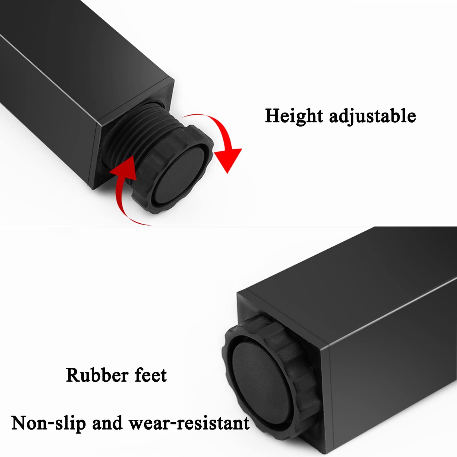 Nogi stołu ze stopu aluminium ze śrubami do montażu mebli (czarne 8 cm)