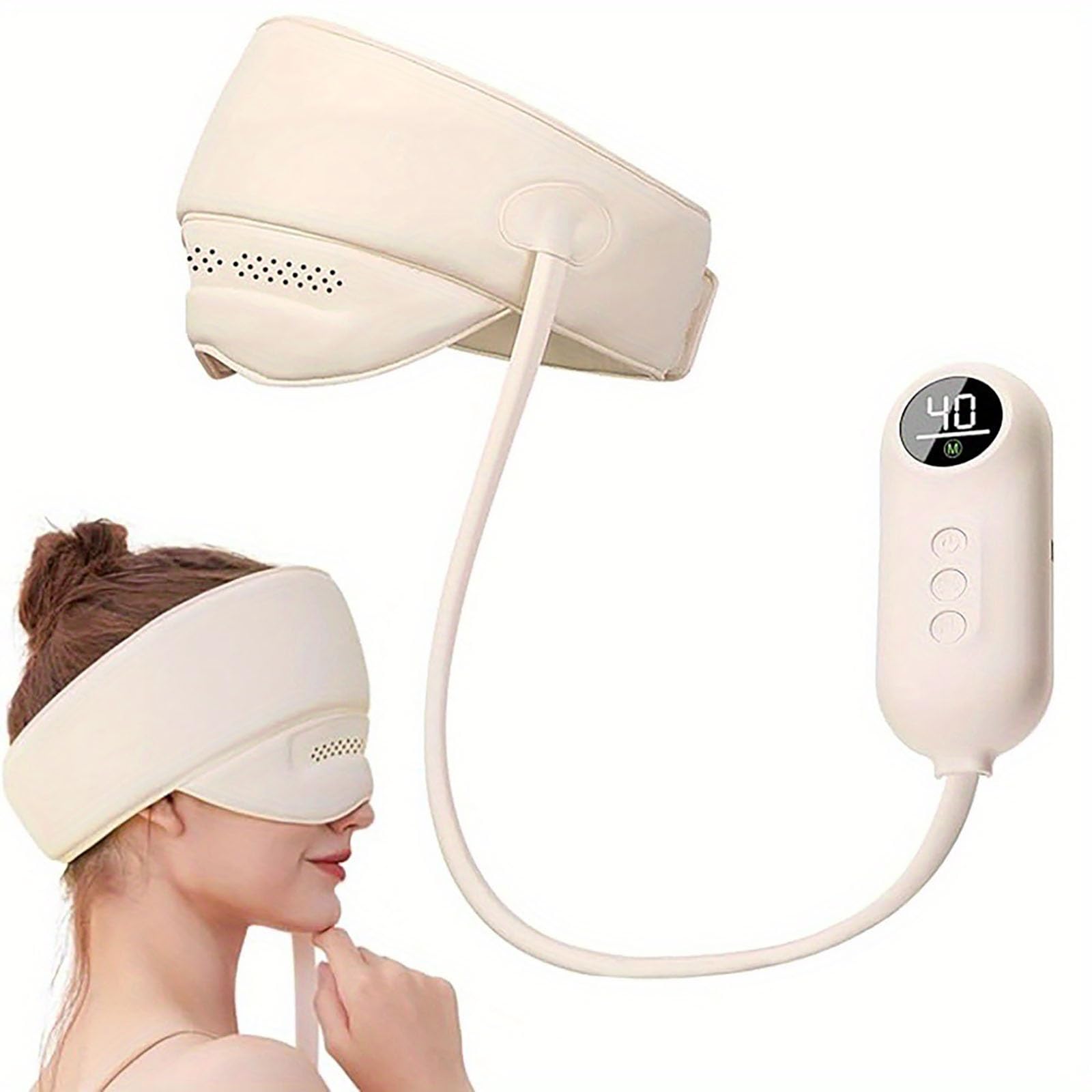 Massaggiatore Elettrico for Testa Ad, Cappuccio Il Sollievo Dall'Emicrania Con Compressione E Massaggiatore Oculare Calore 3 Modalità E 5 Livelli Riscaldamento Cefalee Tensive