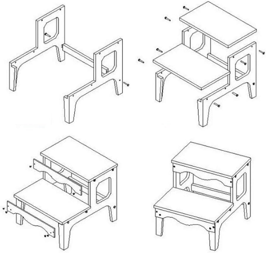 Ladder Stools Multifunction Kitchen Bathroom Washing Stool Kindergarten 2 Steps, Load-Bearing 75KG (Color : Gray, Size : 40x44x41CM)