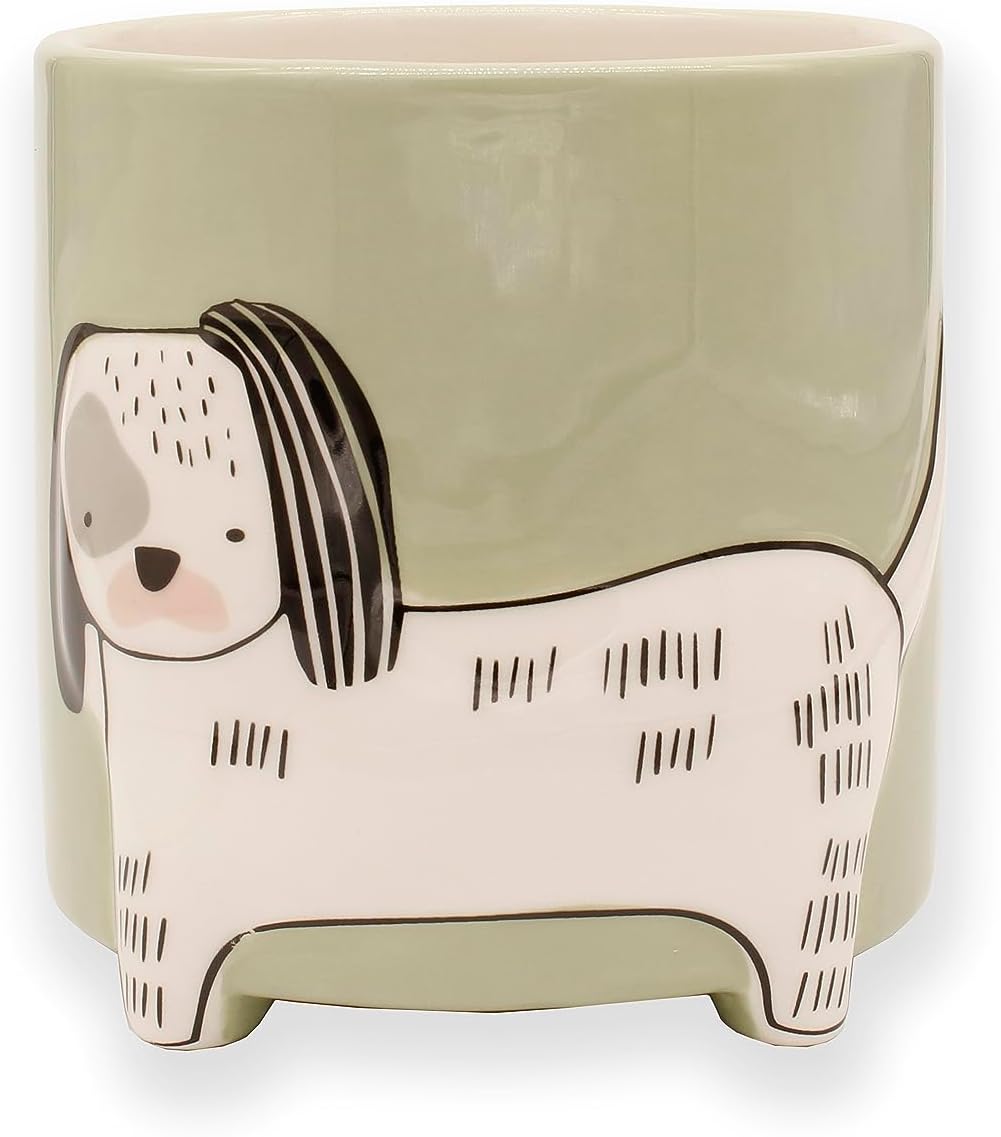Winkee - Animal Flower Pot Dog Ceramic Flower Vase for Creative Decoration - Modern Flower Vase | High-Quality Decoration | Gift for Mother's Day, Birthday, Christmas