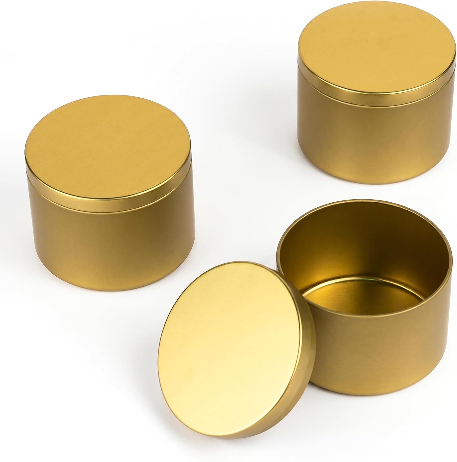 SONVIIBOX 48PCS Candle Tins with Lids, 4oz Metal Candle Containers for Candle Making, Wood Grain Lid Candle Jars Bulk, Refillable DIY Candle Supplies
