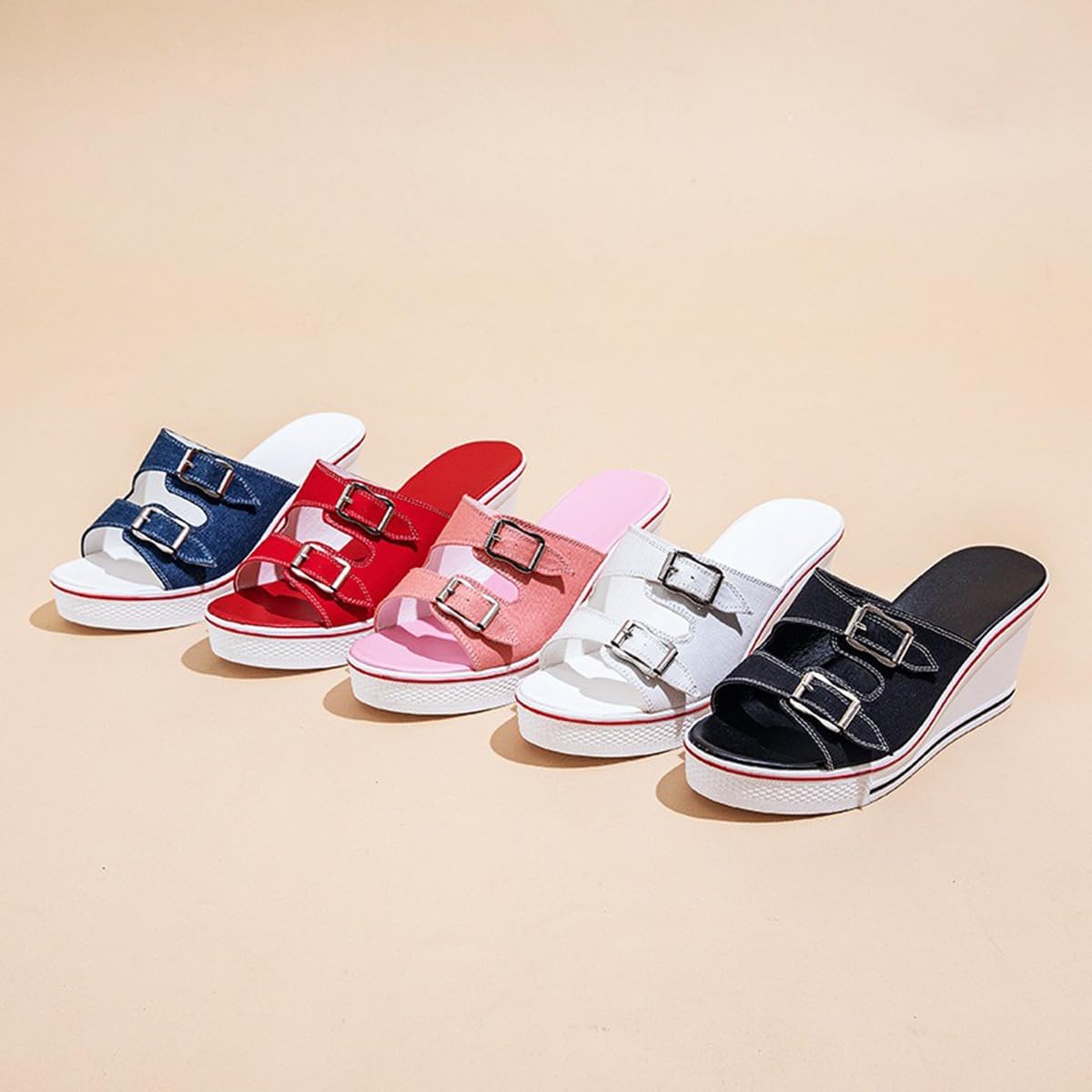 Women's Sneaker Shoes High Heel Fashionable Canvas Shoes High Tube Lace Up Wedge Edge Zipper Slope Angle Shoes Size 4-11