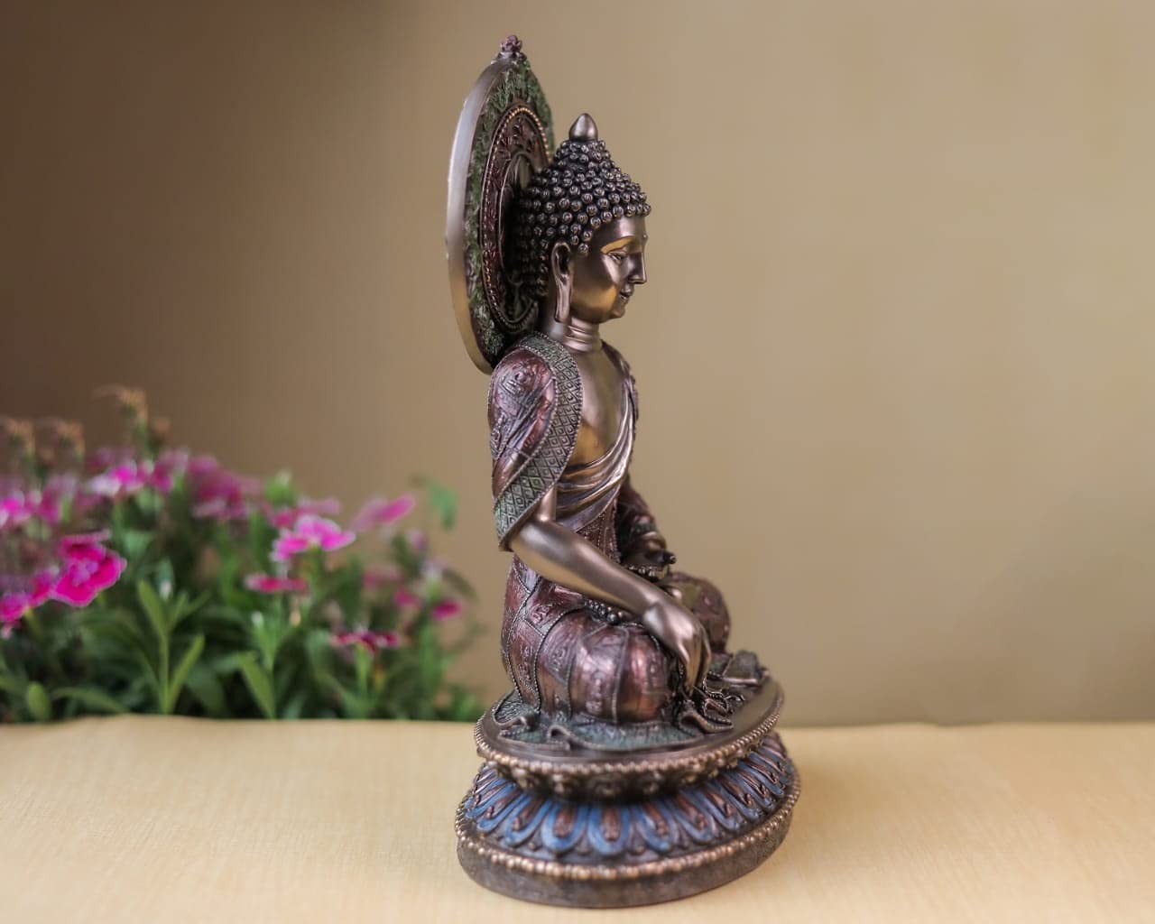 Ídolo de Buda, 27 CM Big Bonded Bronze Earth Witness Shakyamuni Buddha Statue, Siddharth Gautam, templo budista sala de meditación