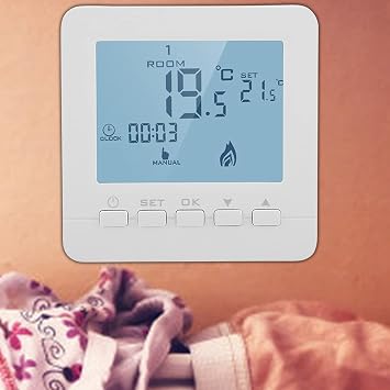 Smart Thermostat, Programmable LCD Child Lock Anti Interference Data Memory, Digital Temperature Controller for Home Use