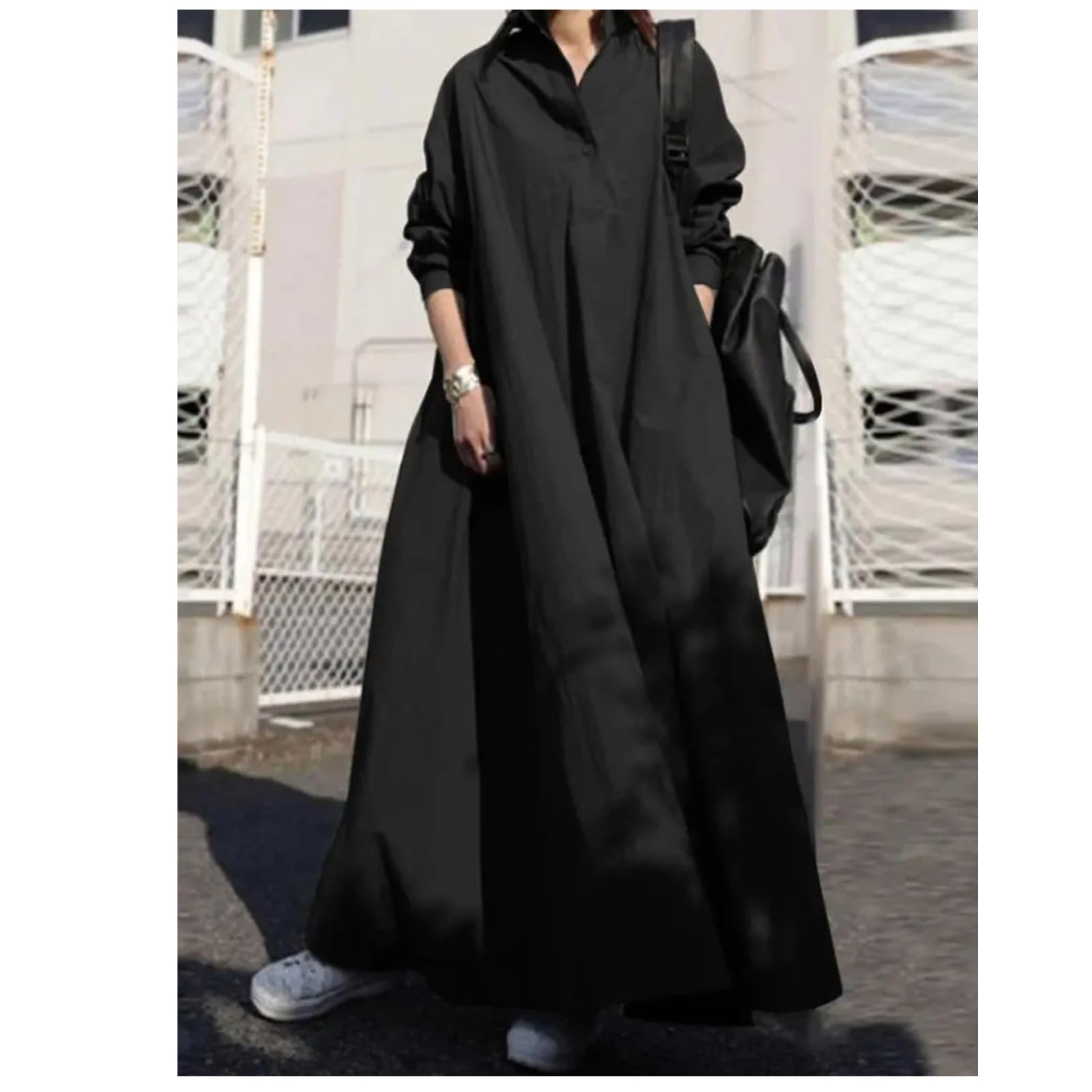 Vestido de Mujer Camisa de Manga Larga Vestido Holgado Oversize de Mujer Línea en A