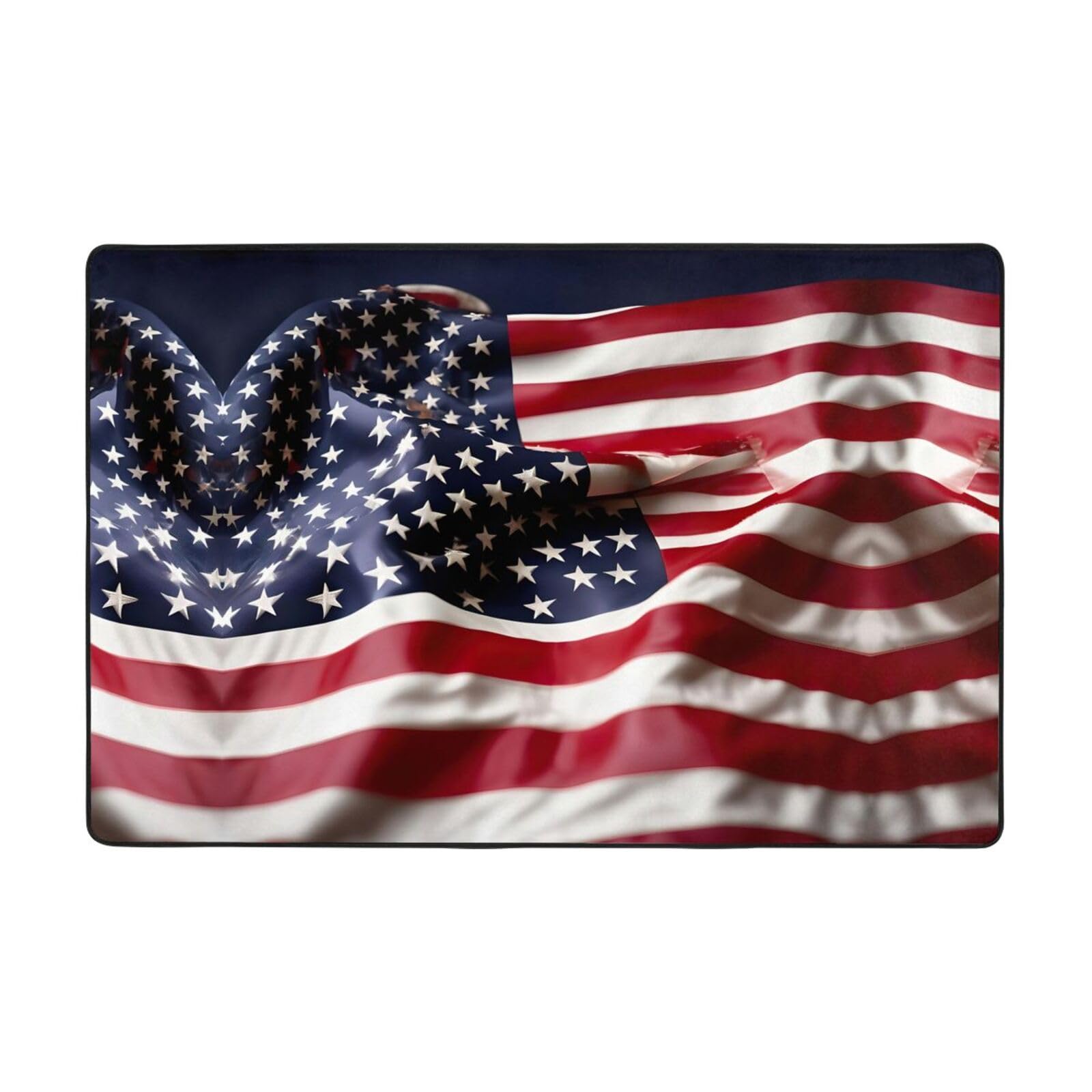 Tapis drapeau américain pompier super doux pour salon et chambre
