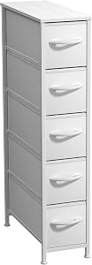 Sorbus 5-Drawer Narrow Dresser for Bedroom, White/Gray