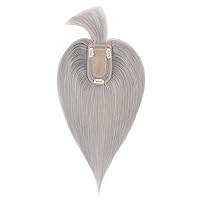 Vista 21 de Elailite Pelucas para mujeres con flequillo, cabello humano real, topper con cabello fino delgado de 13 cm x 7.1 cm, base de seda, cabello Remy