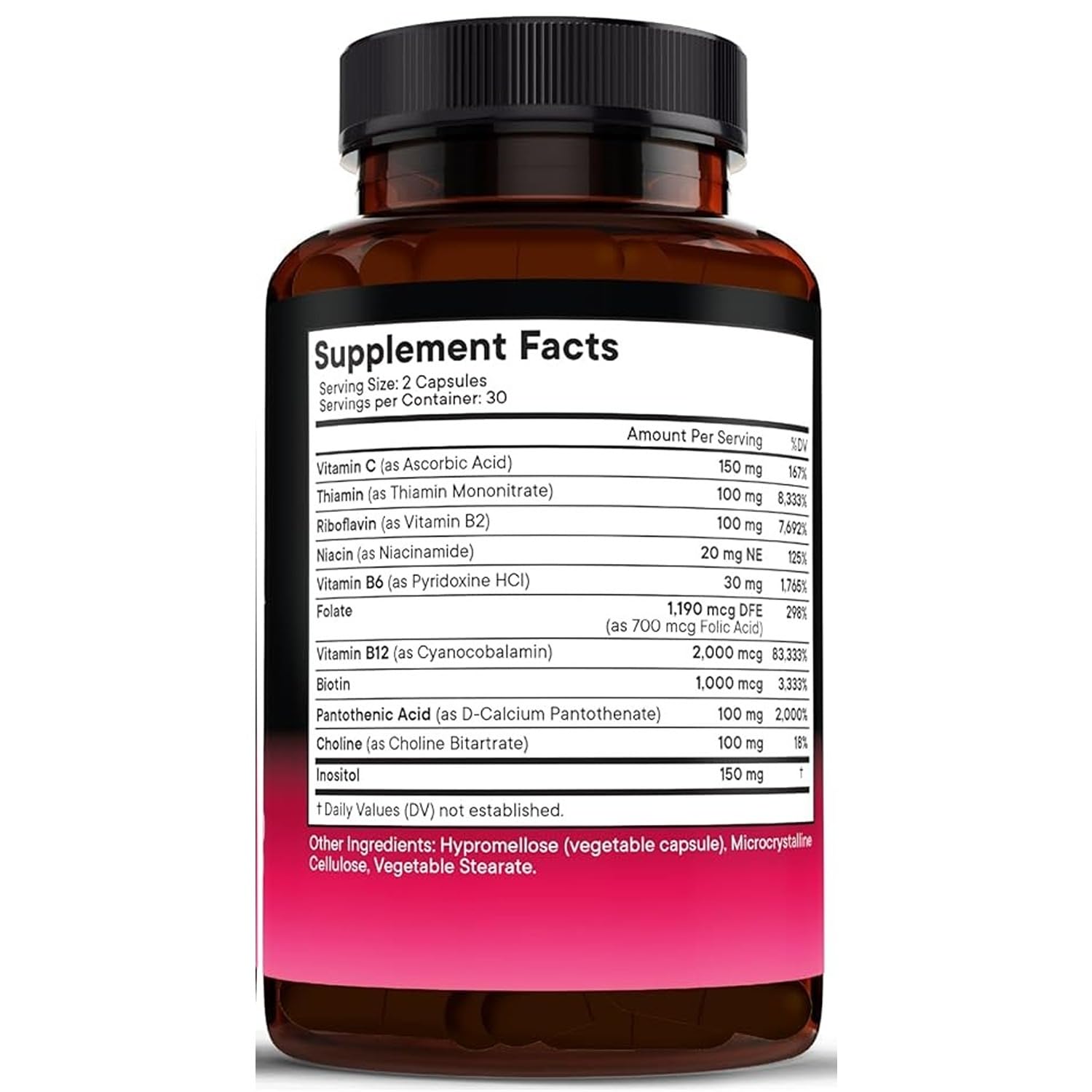 NEW AGE Vitamin B Complex for Men & Women, Made in USA, B-Complex: B1, B2, B3, B5, B6, B7, B8, B9, B12 with Vitamin C, Choline, Inositol, Energy, Brain & Heart Support, 180 Vegan Capsules — Amazon image 2