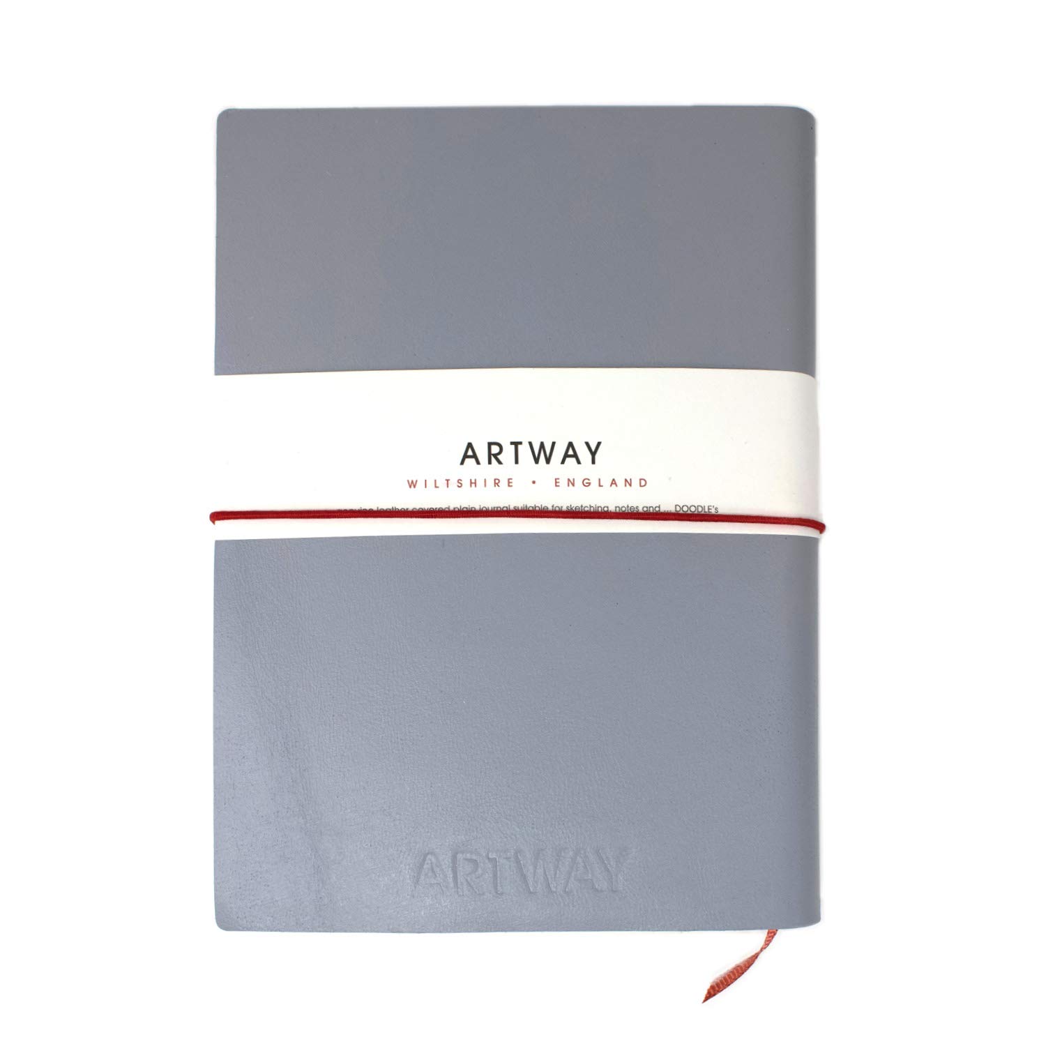 Artway Doodle, Grey Leather Journal/Sketchbook, 150gsm Cartridge Paper, Ash, 175 x 125mm, 82 Pages