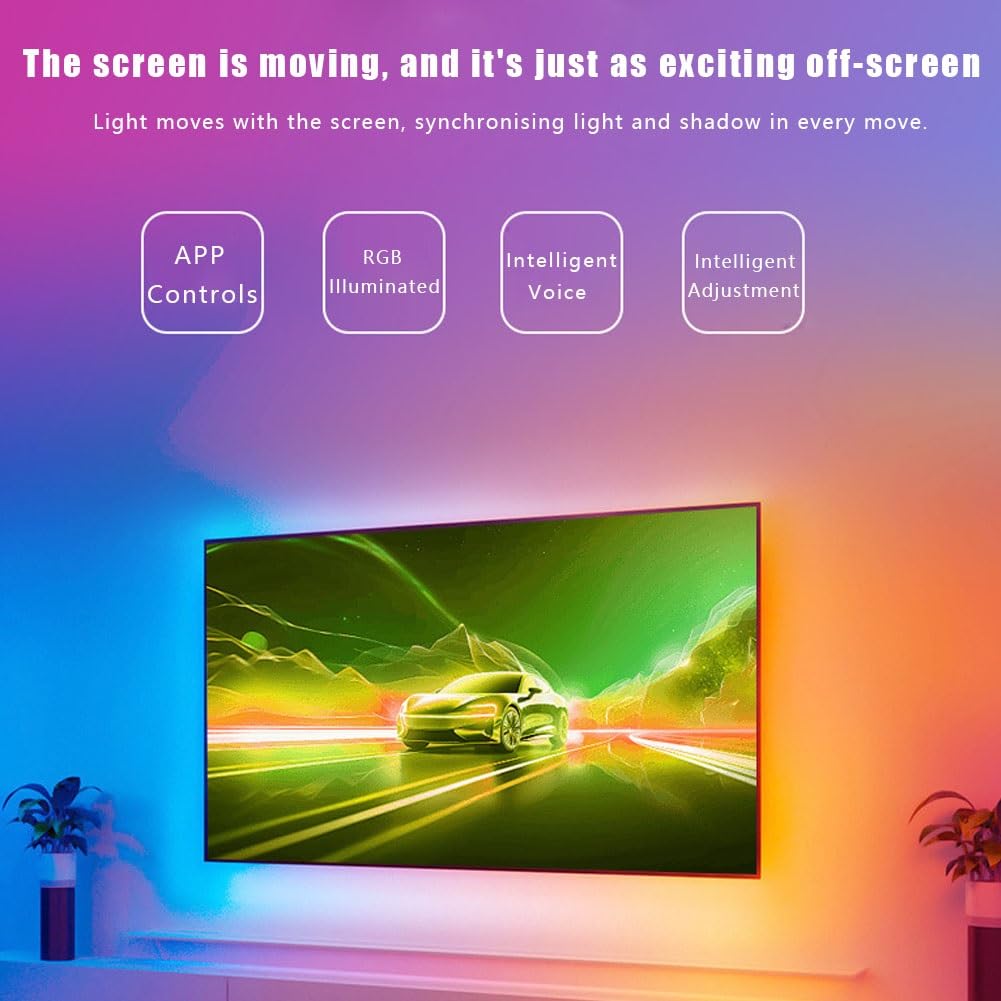 Striscia LED USB 5050rgbIC for TV,sincronizzazione della luce dello schermo intelligente,luce di gioco a LED con selettore colori della fotocamera intelligente,illuminazione ambientale del computer TV