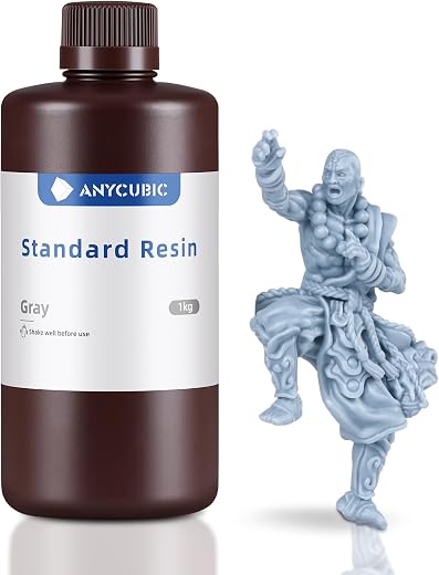 ANYCUBIC 3D Printer Resin, 405nm High Precision Fast Curing UV Photopolymer Resin for LCD 3D Printing, Grey 1kg