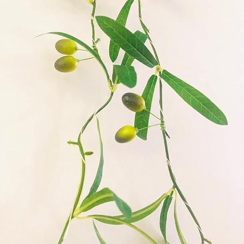 Miniatura 8 de Guirnalda de hojas de olivo artificiales con hojas colgantes de hiedra de olivo, enredaderas, ramas de olivo, guirnalda de vegetación para boda,