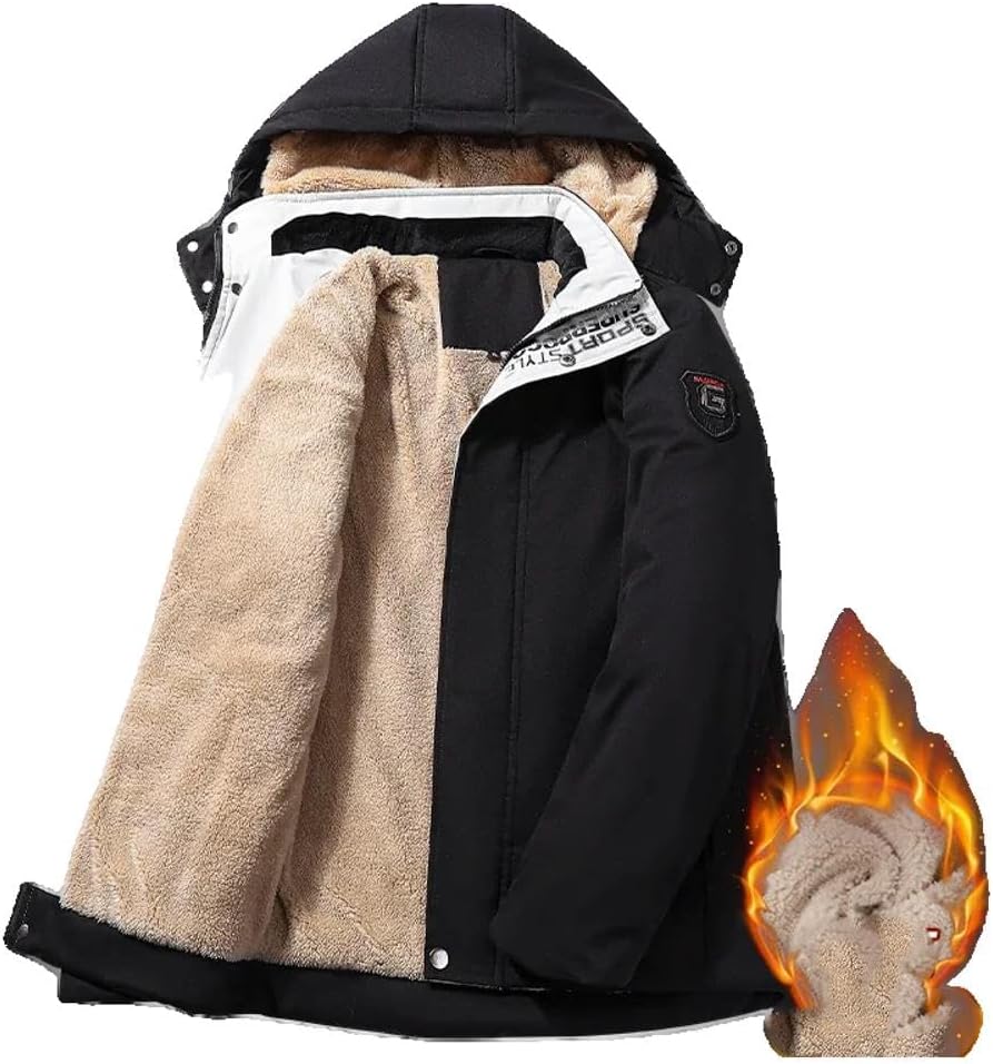 Xingfenly Winter Jacket Long-Sleeved Zipper Hooded Men Windproof Outdoor Soft Shell Windbreaker Outerwear