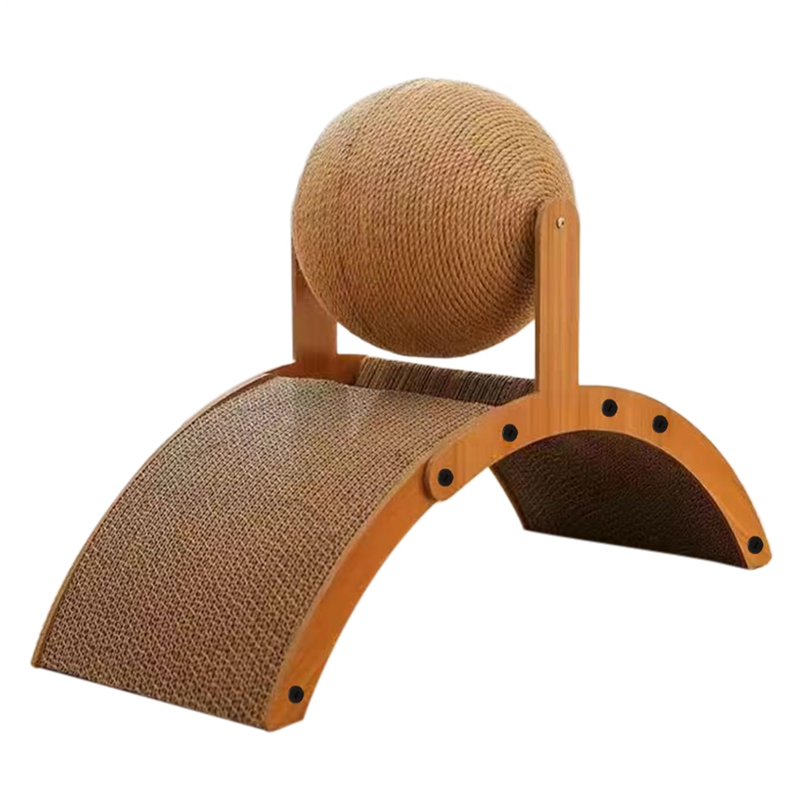Cat Scratching Ball - Scratching Post for Cats - Interactive Kitten Toy Vertical Scratcher with Corrugated Base for Patio Multi-cat Play Rest Living Room Apartment Window Home Senior