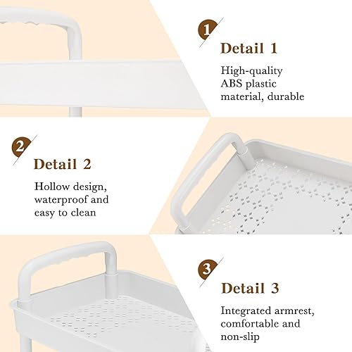 Miniatura 3 de Layhit Organizador de pañales para bebé, 41.73 pulgadas, 4 niveles, de plástico blanco, móvil, con ruedas, carrito de guardería esencial para