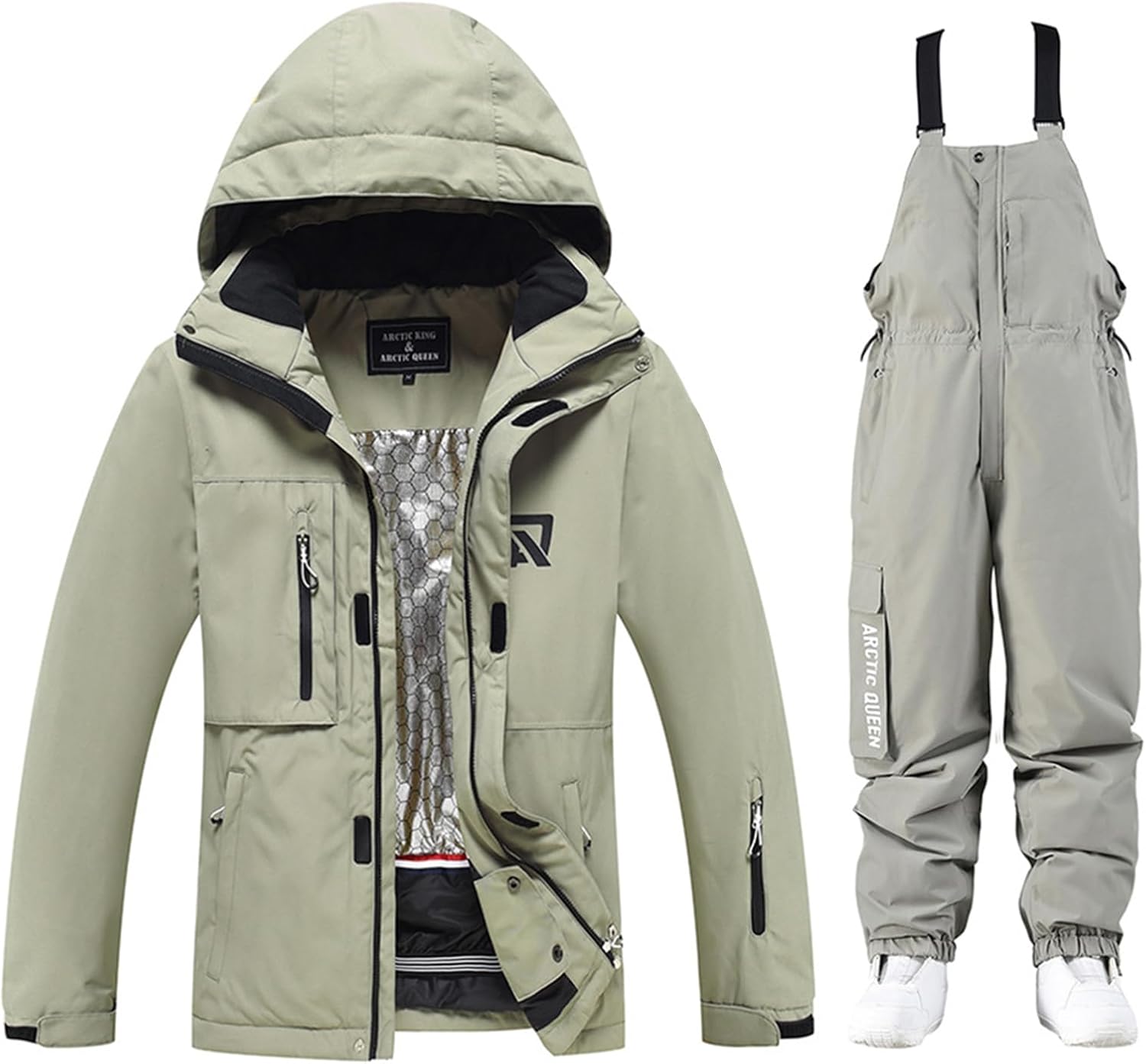 YEEFINE Women's Ski Suit Two Piece Waterproof Ski Jacket and Pants Set Outdoor Windproof Winter Snow Coat Warm Snowsuits