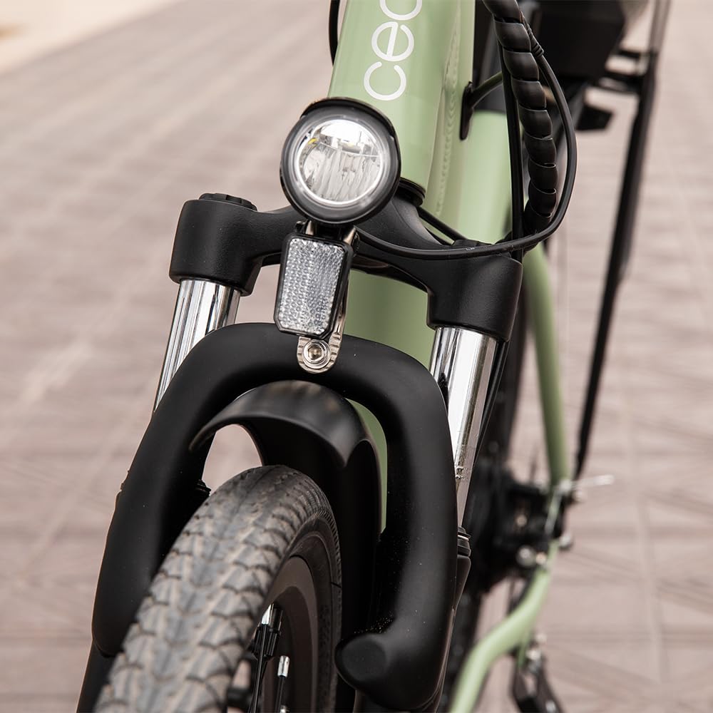 Cecotec Bicicleta Elettrica da Città City. Autonomia di 80 km, Batteria da 468 Wh, Sospensione Anteriore, Cambio Shimano a 6 Velocità e Doppio Freno a Disco.