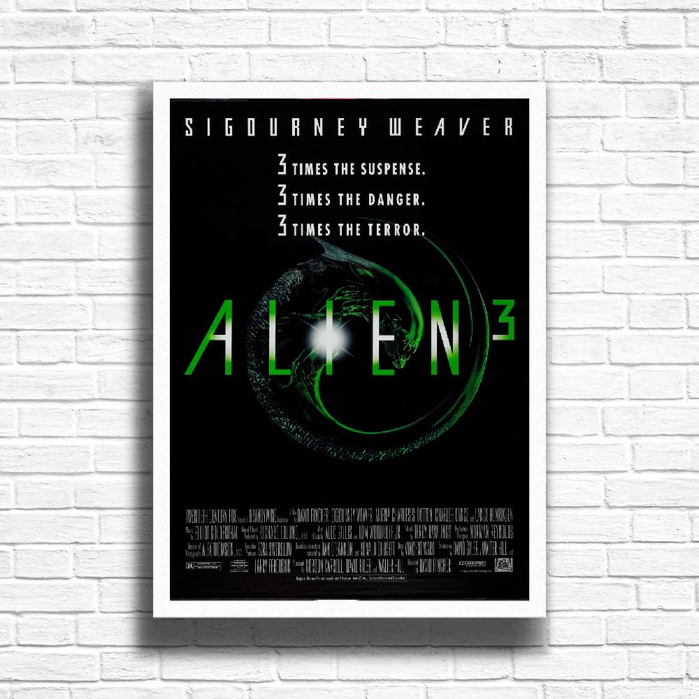 Alien 3, Horror Movie Print, Scary Thriller Film Poster, A4 and A3 Size Frame Options Available,Great Home, Pub, Café, Bar Wall Art Print, House gift for horror lovers (A4 Framed (White))