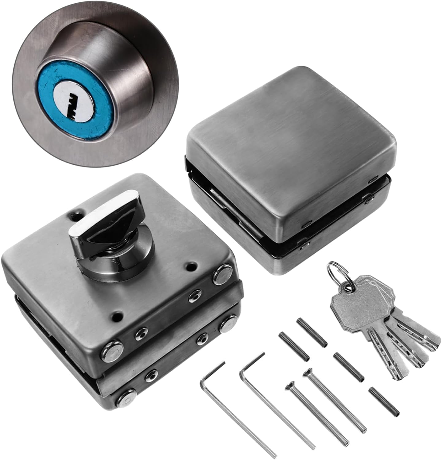 Mipcase Stainless Steel Glass Door Lock Double Open Frameless Design Durable Latch for Home Security No Drill Installation Resistant Finish for Modern Interiors