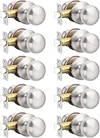GOBEKOR 10-Pack Satin Nickel Passage Door Knobs - Keyless Stainless Steel Interior Closet & Hallway Knobs, Easy Install Round Handles