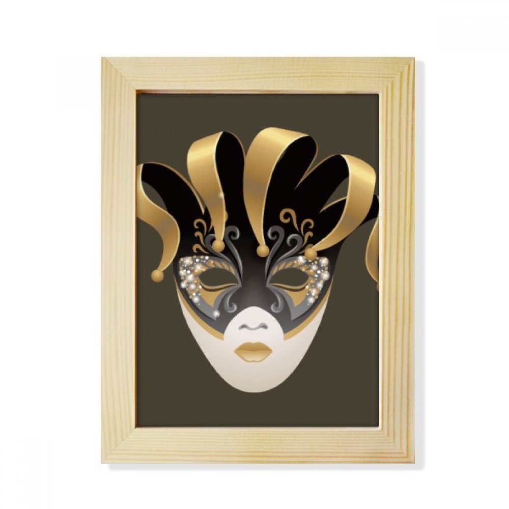 Cadre photo Venise en bois noble avec impression artistique de masque