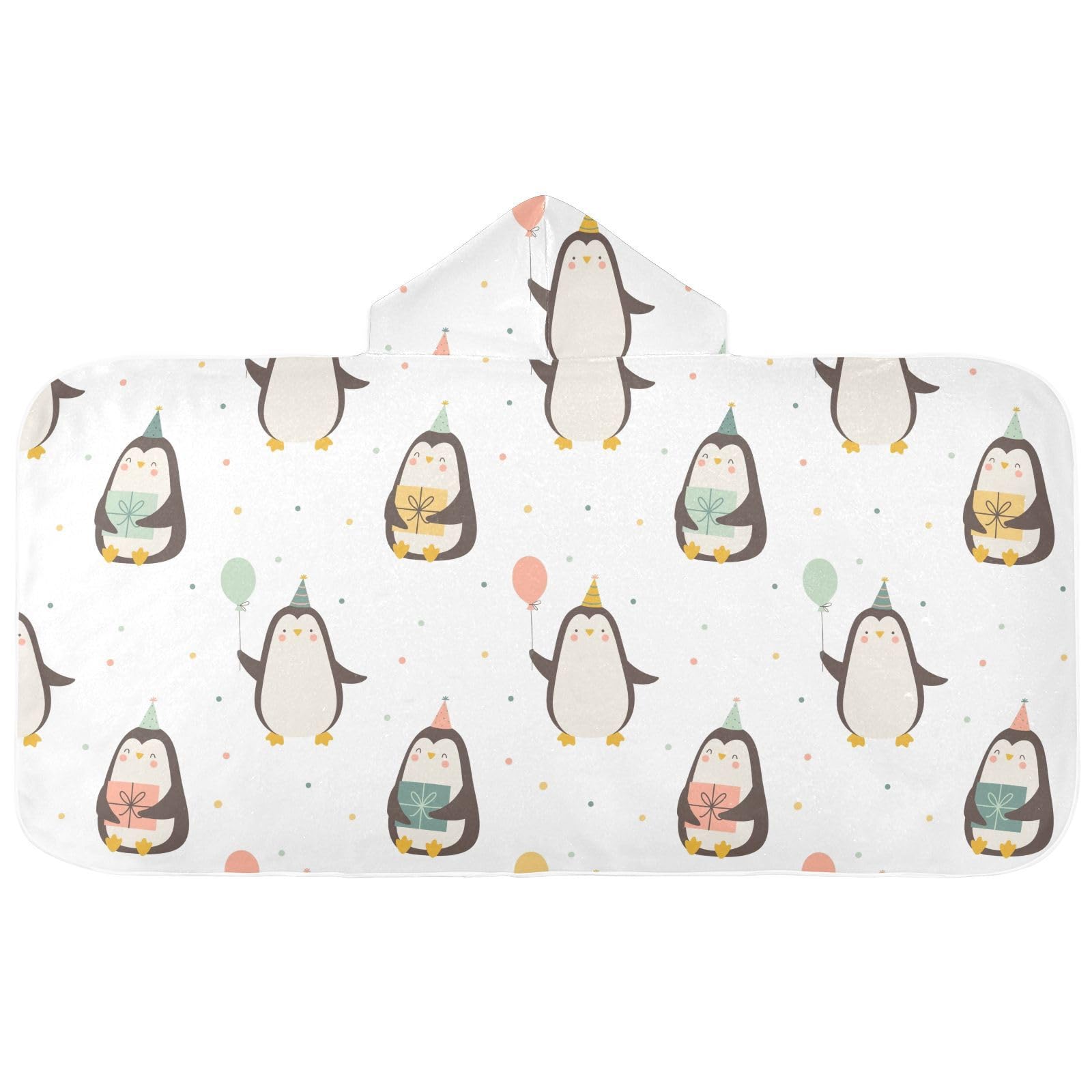 susiyo Kids Hooded Bath Towel Cute Penguins Beach Towel for Kids 23.5 x 50 Inch Microfiber Soft Absorbent Quick Dry Bath Swim Pool Towel Wrap Poncho Bathrobe with Hood for Kids Toddler
