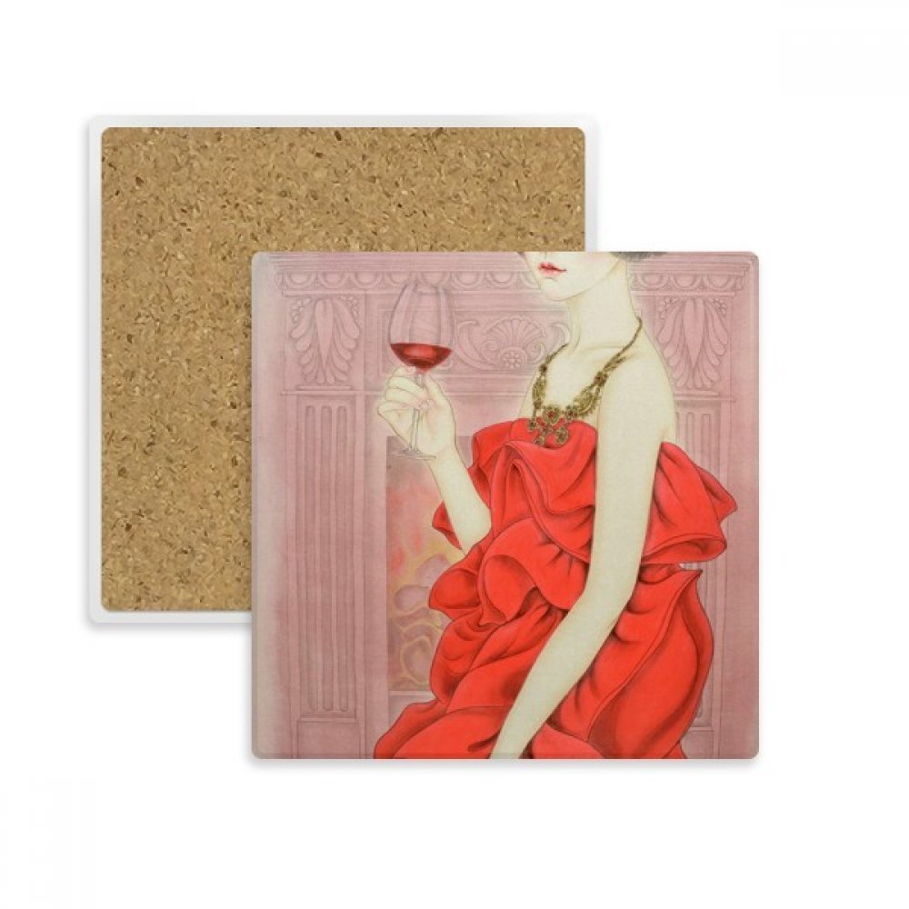 Coaster pierre absorbant robe rouge cadeau idéal déco