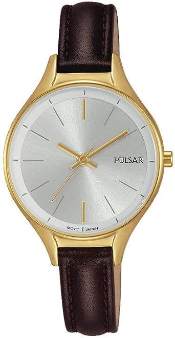 PULSAR QUARTZ LADIES GOLD PLATED BROWN STRAP WATCH : Amazon.it: Orologi