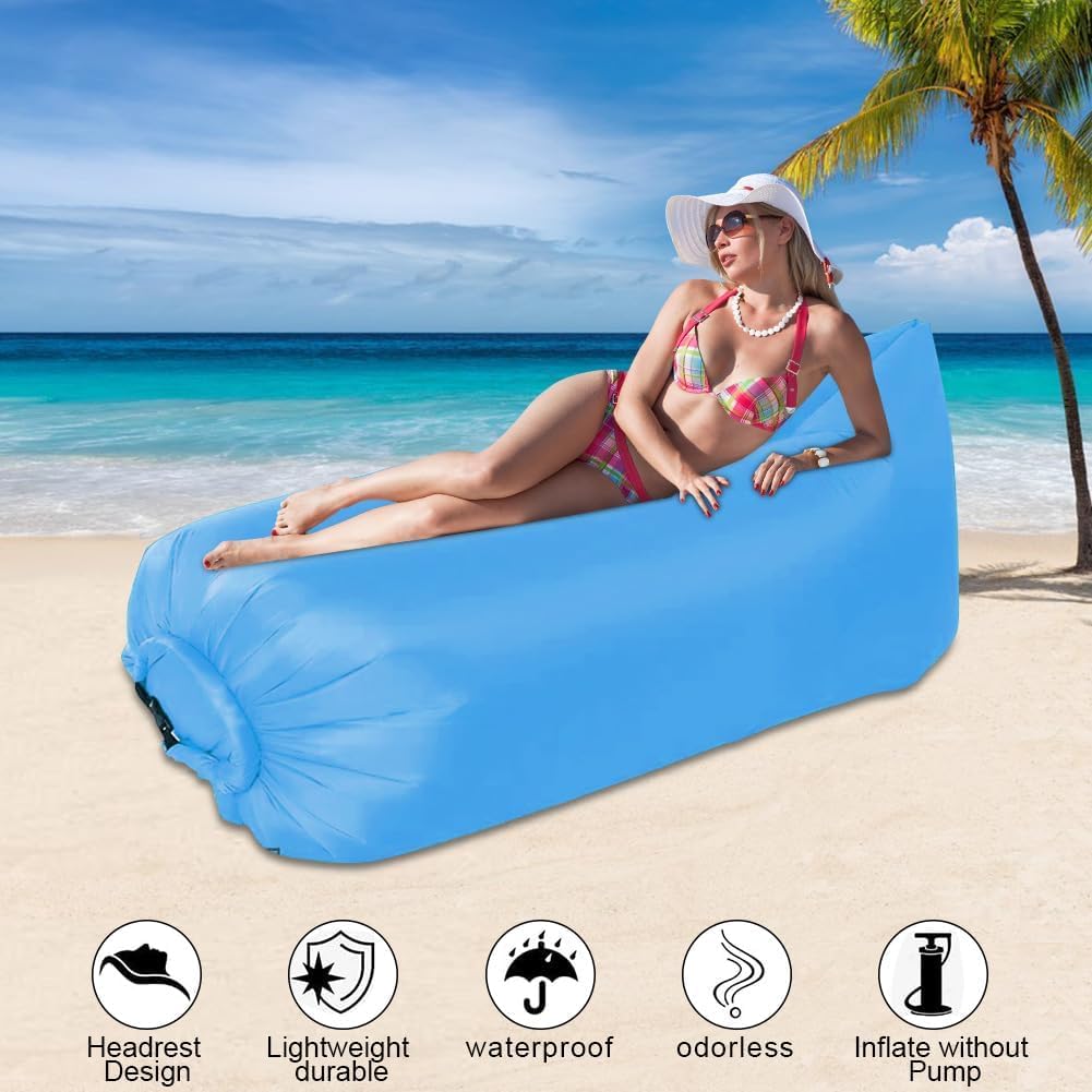 LOMUG Divano gonfiabile, 240 x 73 cm, impermeabile, per esterni, spiaggia, portatile, per campeggio, parco, spiaggia, cortile