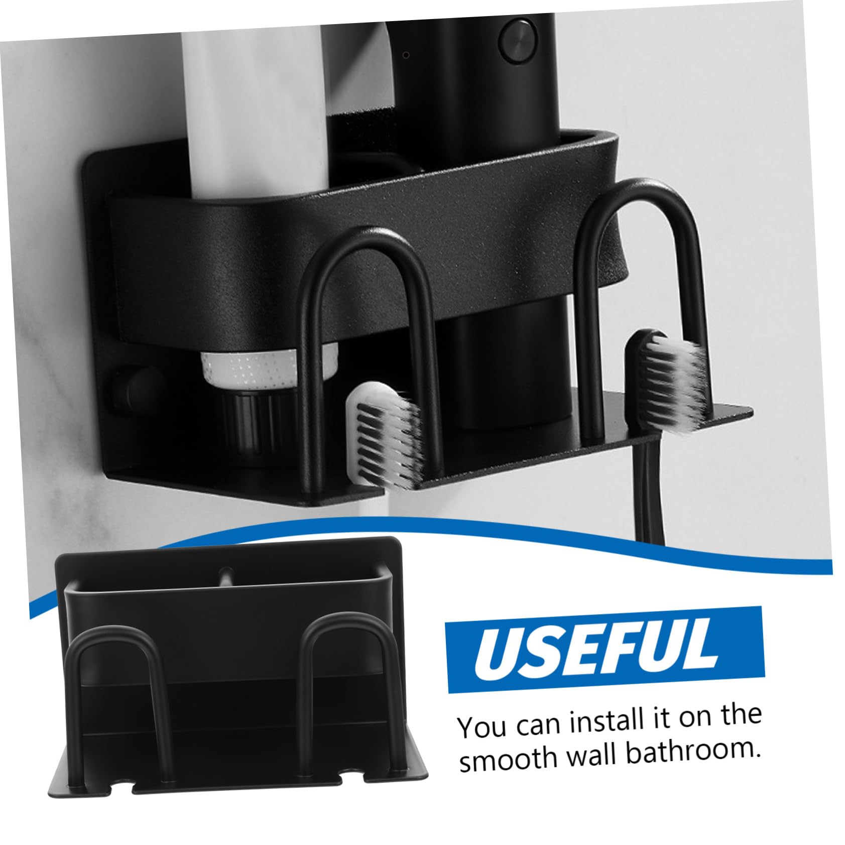 Zahnbürsten Wandorganizer aus Aluminium in Schwarz mit Stabiler Aufbewahrung für Zahnbürsten Mundbecher und Zahnpasta für Badezimmer und Dusche