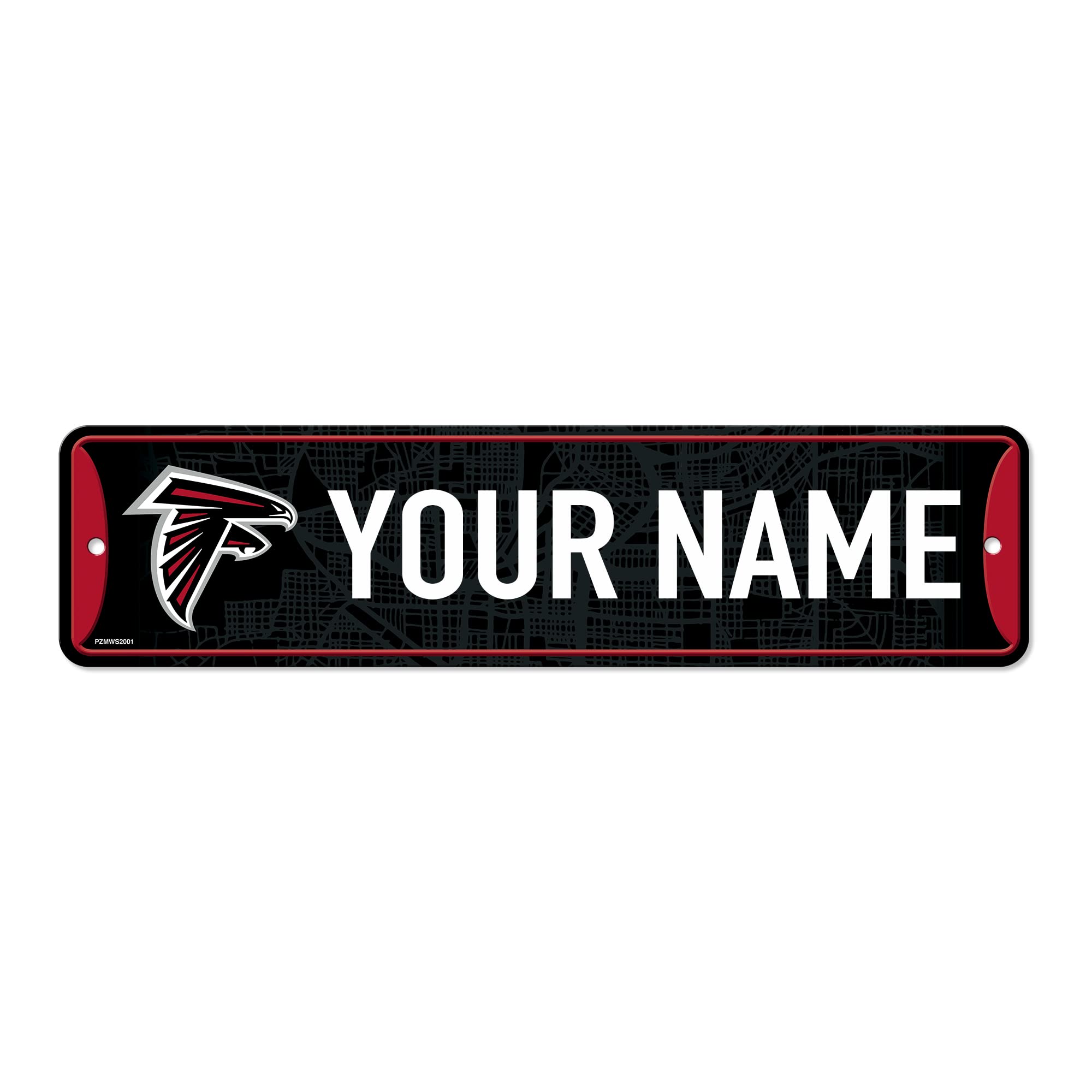 Rico Industries NFL Football Atlanta Falcons Primary Personalized Metal Street Sign 4" x 15" Home Décor - Bedroom - Office - Man Cave