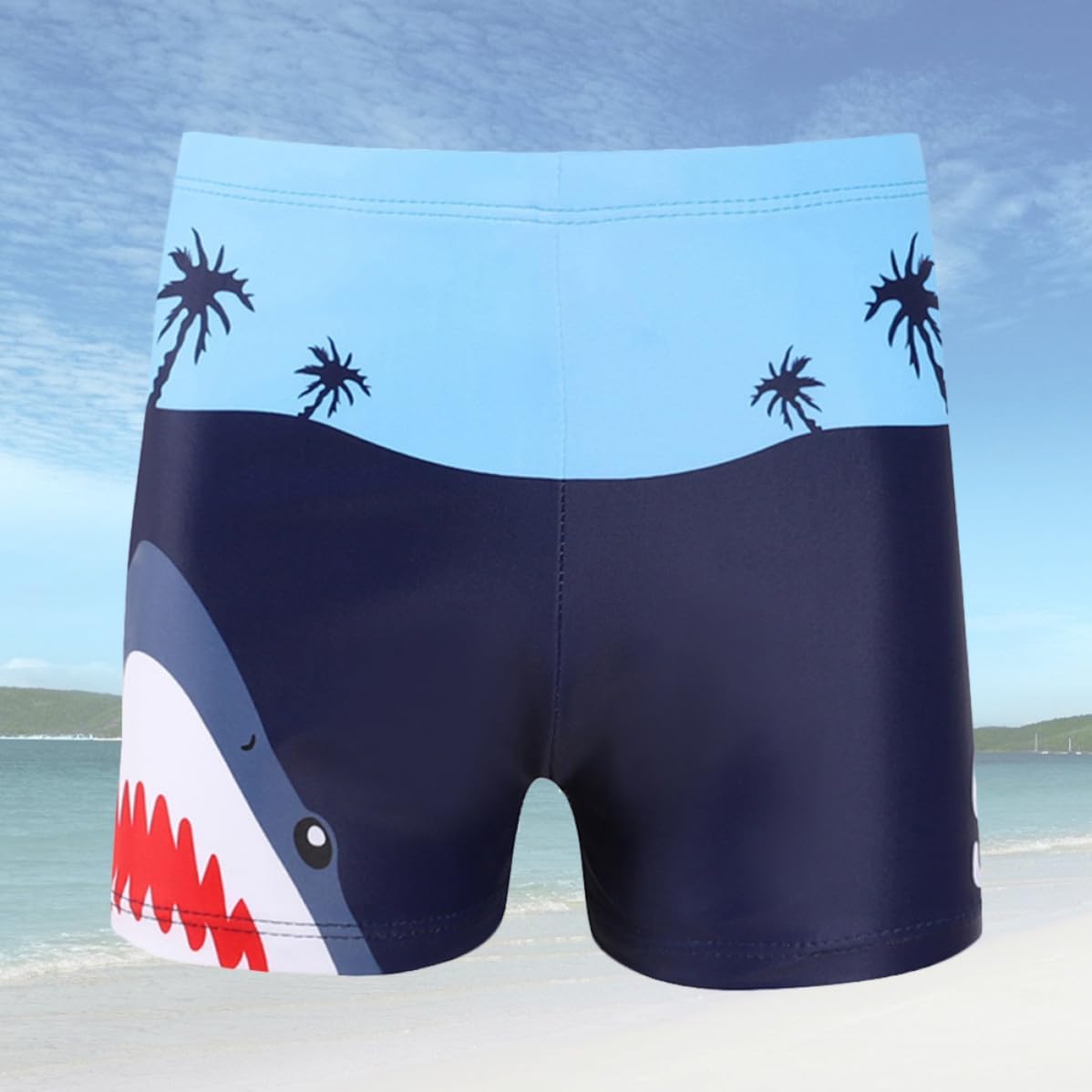 Quick-Drying Boys Swim Shorts with Cartoon Pattern and Drawstring, Comfortable Polyester Beach Shorts and Teens, for Swimming and Summer Activities Random Color Multi