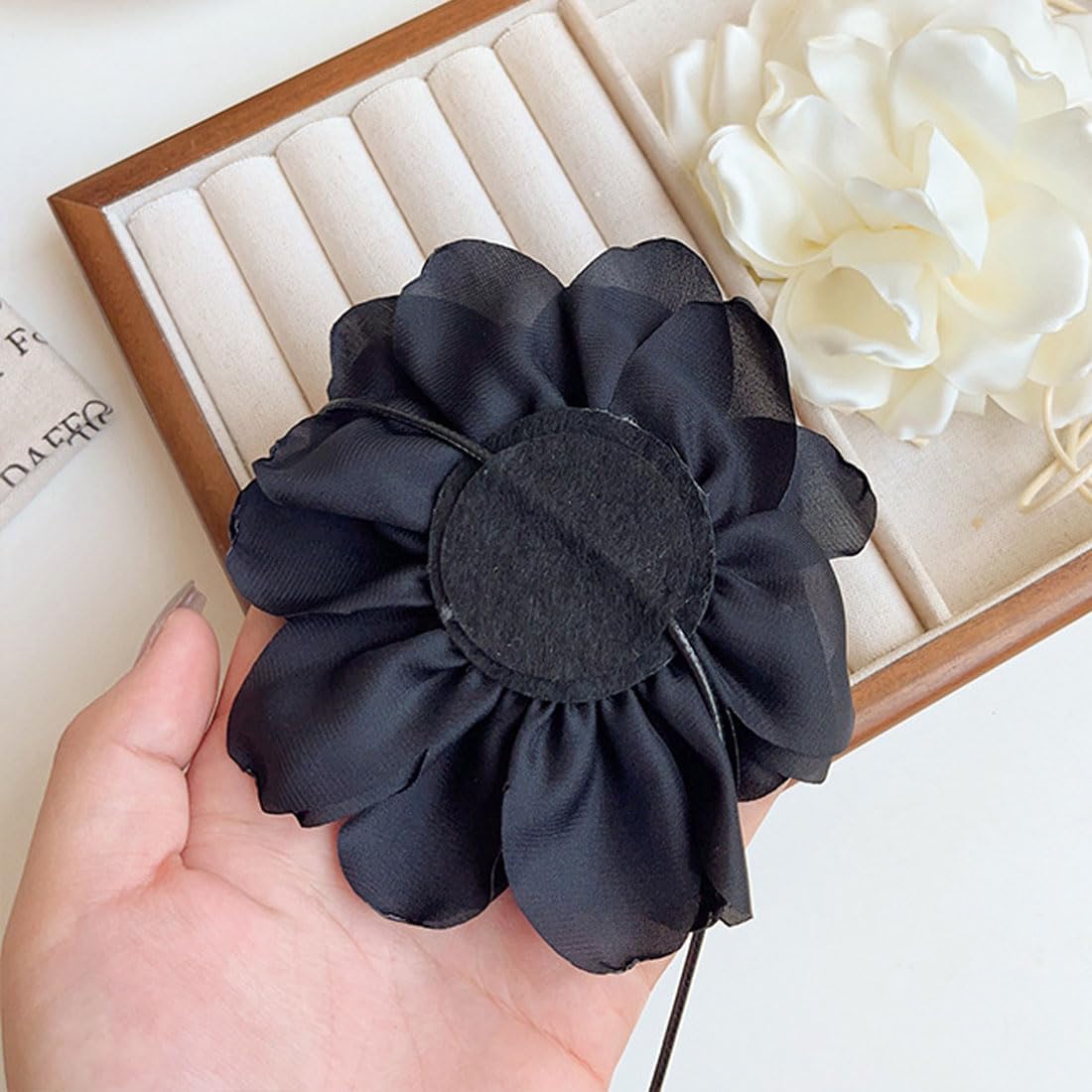 Collana Girocollo Fiore Rosa - 2 Pezzi, Elegante, Per Donne, Nero E Rosso - Foto 4