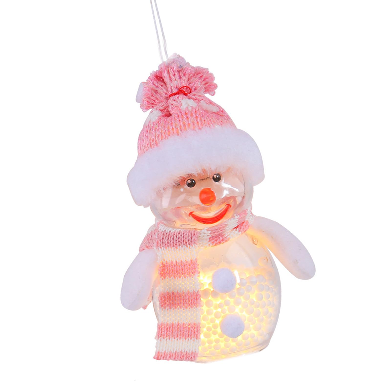 Jazuaiao Illuminating Snowman Christmas Hanging Ornament LED Light Up Clear Jar Snowman Dolls Tree Pendant Charm Decoration Gift Festival Hanging Decors
