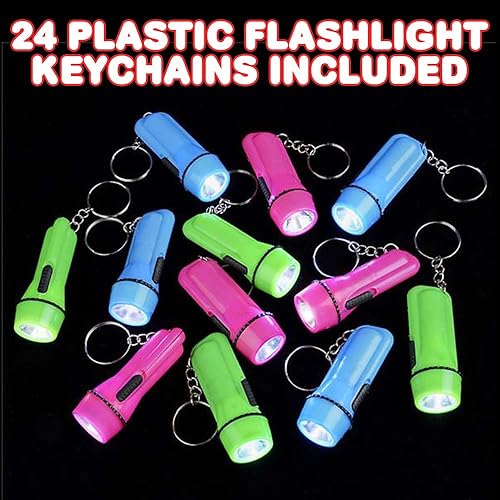 Miniatura 2 de ArtCreativity Llaveros de linterna, paquete de 24, llaveros LED en varios colores, llaveros de plástico duradero de 2.25 pulgadas, recuerdos de