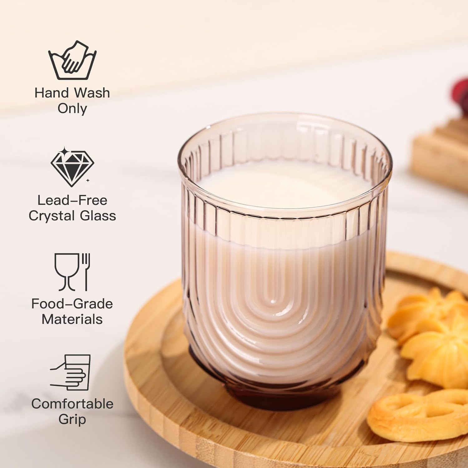 Colored Vintage Drinking Glasses Set of 6-14Oz Colorful Drinking Glasses, Art Deco Ripple Highball Glass, Whiskey Cocktail Glasses, for Bar Coffee Juice, Valentine's Day and New Year Gifts - Image 4