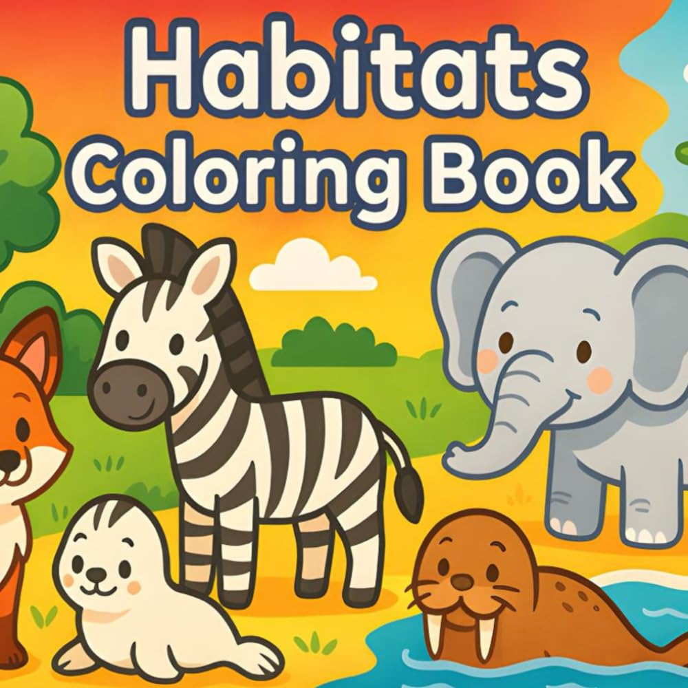 Habitats Coloring Book: Coloring pages with animals and habitats for children 2-6