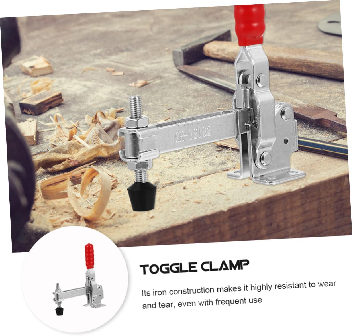 Artibetter 2pcs Welding Toggle Clamps with Rubber Tips Quick Release Workshop Location Clamps for Woodworking Fixed Holding Jigs and Fixtures