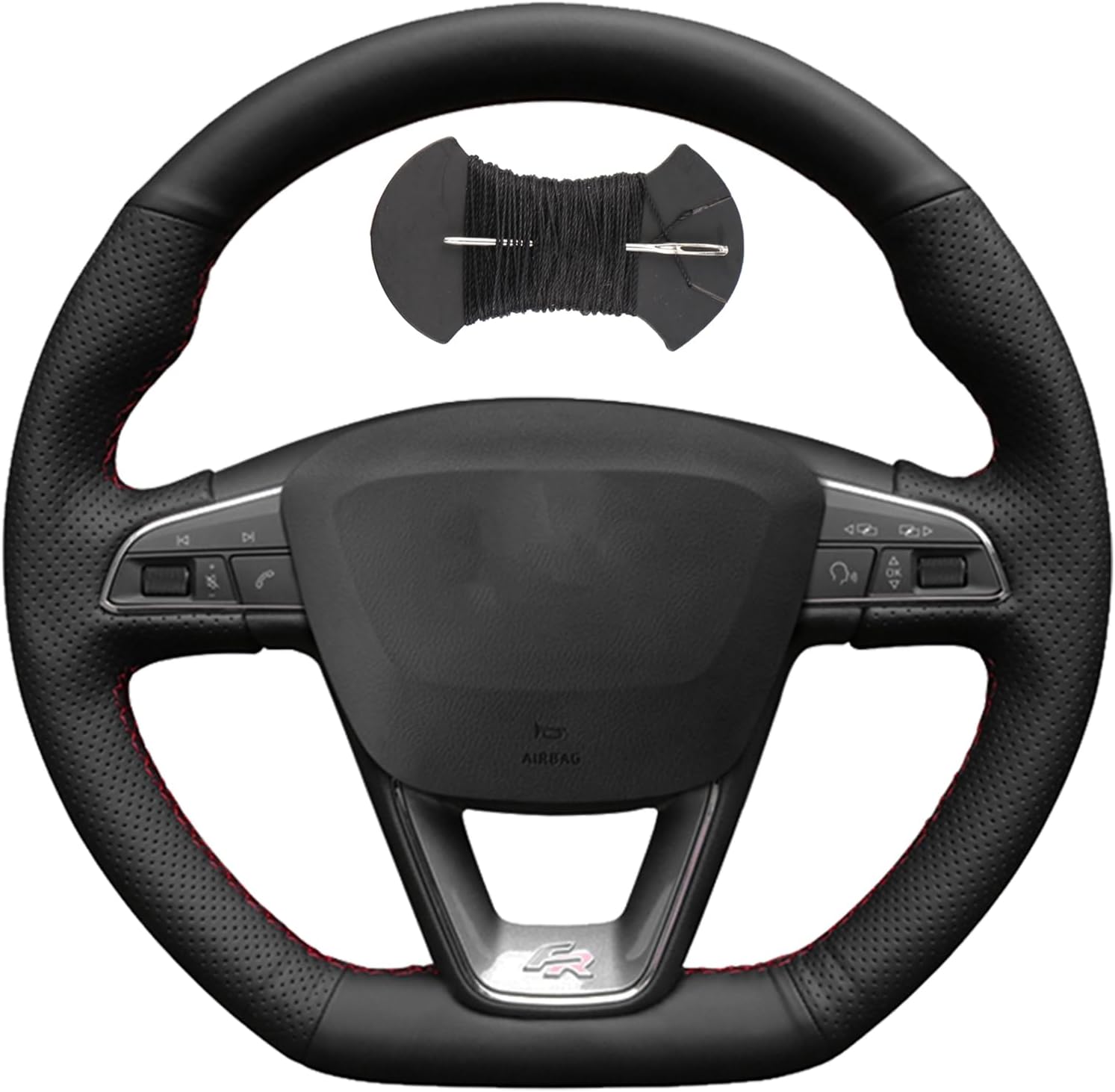 Car Steering Wheel Cover Microfiber Leather Stitch Wheel Wrap Fit for Seat Leon Cupra R Leon ST Cupra Leon ST Cupra Ateca Cupra Ateca FR,Black