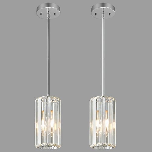 Iluminación colgante cromada, lámpara colgante moderna, mini candelabros de cristal, lámpara colgante ajustable para cocina, isla, comedor, pasillo, disponible en Yaxa Peru