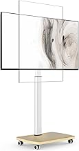TV Trolley with Wheels for 32-65 Inches, Horizontal and Vertical TV Stand with Wooden Base, Tilt and Height Adjustable, Max VESA 400 x 400 mm 30 kg, White