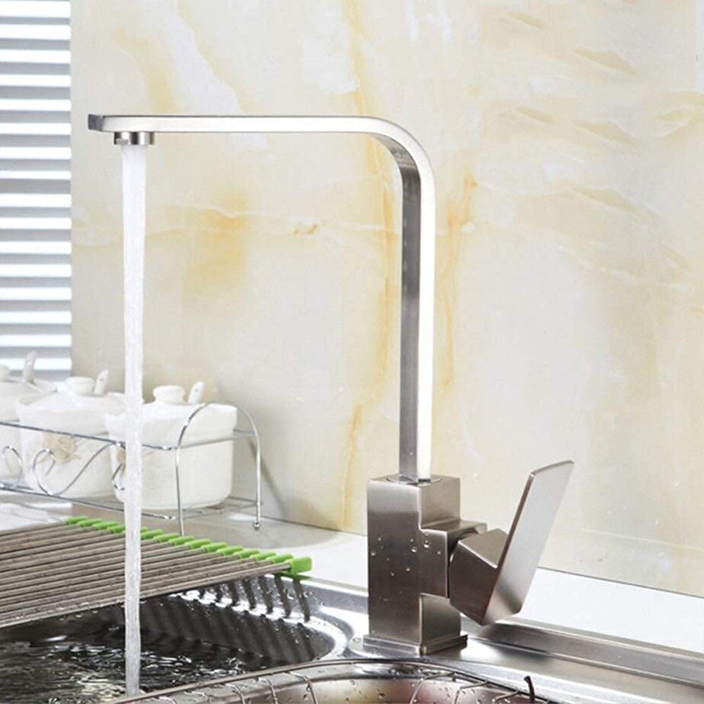 OIFAODAO Water tap, Electroplating Spin Neck Kitchen Sink Tap Faucet with Swivel Spout Single Mono Lever Hot Cold Mixer