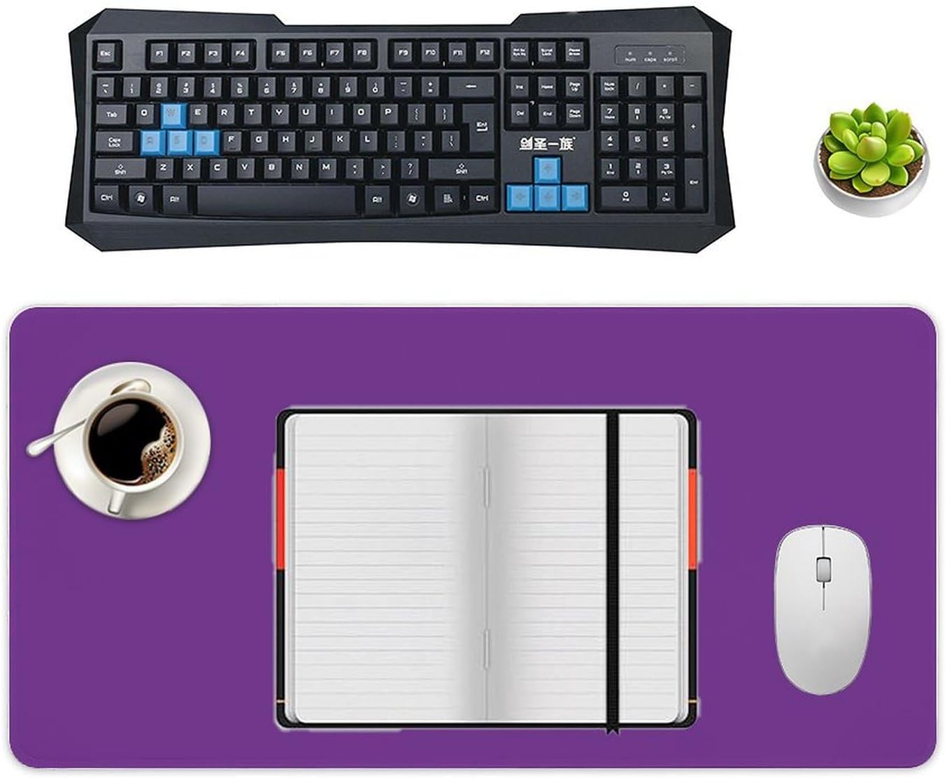 Gaming Mouse Pad Large, Pure Purple Trend Color Extended Mouse Mat with Stitched Edges for Keyboard/Laptop/Mouse/Desktop,12" x 24"